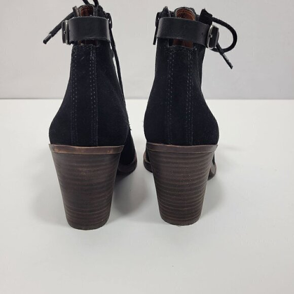 Lucky Brand Women's Echoh Black Booties W Back Buckle Accent Almond Toe Size 6.5 - Picture 5 of 12